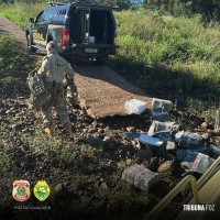 BPFRON e NEPOM apreende 445 Kg de maconha no porto lixão em Foz do Iguaçu