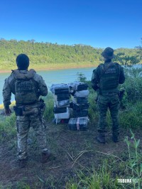 BPFRON e NEPOM apreende 445 Kg de maconha no porto lixão em Foz do Iguaçu