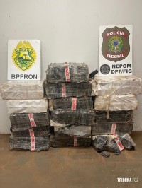 BPFRON e NEPOM apreende 445 Kg de maconha no porto lixão em Foz do Iguaçu