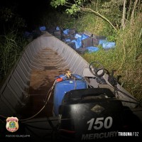 Policia Federal apreende embarcação e veículo com cigarros contrabandeados em Santa Terezinha de Itaipu