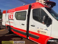 SAMU atende vítima de acidente em frente à Câmara de Vereadores de Santa Helena