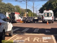 SAMU atende vítima de acidente em frente à Câmara de Vereadores de Santa Helena