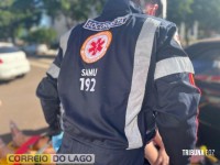 SAMU atende vítima de acidente em frente à Câmara de Vereadores de Santa Helena