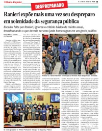 Ranieri expõe mais uma vez seu despreparo em solenidade da segurança pública
