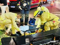 Acidente no trevo da Icavel mobiliza equipes de resgate do Corpo de Bombeiros de Foz do Iguaçu