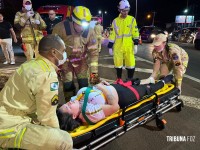 Acidente no trevo da Icavel mobiliza equipes de resgate do Corpo de Bombeiros de Foz do Iguaçu