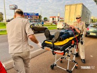 Acidente com múltiplos veículos deixa motociclista ferido na BR-277 
