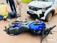 Colisão entre moto e carro deixa motociclista ferido no Jardim Santa Rita