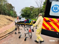 Colisão entre moto e carro deixa motociclista ferido no Jardim Santa Rita