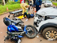 Colisão entre moto e carro deixa motociclista ferido no Jardim Santa Rita