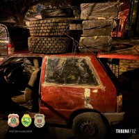PF, PC e PMPR apreendem veículo com cigarros e pneus contrabandeados em Foz do Iguaçu