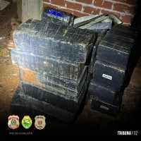 PF, PC e PM apreendem 521 Kg de maconha na barranca do Rio Paraná
