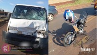 Colisão entre van e moto deixa motociclista ferido em Medianeira