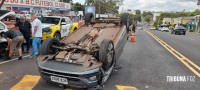 Condutora é presa por embriagues ao volante após colisão seguido de capotamento de veículo na Av. República Argentina