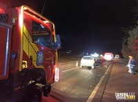 Homem fica ferido em colisão entre carro e caminhão na BR-277, em São Miguel do Iguaçu