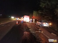 Homem fica ferido em colisão entre carro e caminhão na BR-277, em São Miguel do Iguaçu