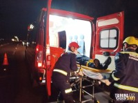 Homem fica ferido em colisão entre carro e caminhão na BR-277, em São Miguel do Iguaçu