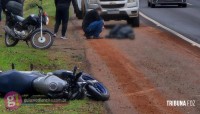 Motociclista fica ferido após atropelar cachorro e sofrer queda na BR-277