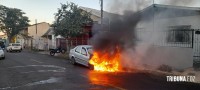 Bombeiros interveem em incêndio a veículo na Vila Adriana II
