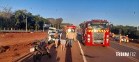 Motociclista é socorrido pelo Siate após colisão próximo ao trevo do aeroporto na BR-469