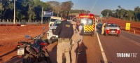 Motociclista é socorrido pelo Siate após colisão próximo ao trevo do aeroporto na BR-469
