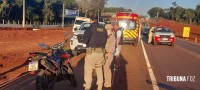 Motociclista é socorrido pelo Siate após colisão próximo ao trevo do aeroporto na BR-469
