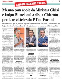 Mesmo com apoio da Ministra Gleisi e Itaipu Binacional Arilson Chiorato perde as eleições do PT no Paraná