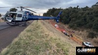 Carro cai em ribanceira após colisão na BR-277 em Céu Azul