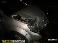 Veículo é encontrado colidido em árvore no Balneário Terra das Águas em Santa Helena
