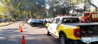 Siate socorre duas vítimas após colisão seguido de capotamento no centro de Foz do Iguaçu