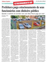Prefeitura paga estacionamento de seus funcionários com dinheiro público