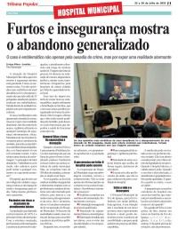HOSPITAL MUNICIPAL: Furtos e insegurança mostra o abandono generalizado