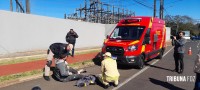 Motociclista é socorrido pelo Siate após colisão na Av. Felipe Wandscheer