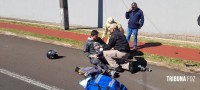 Motociclista é socorrido pelo Siate após colisão na Av. Felipe Wandscheer
