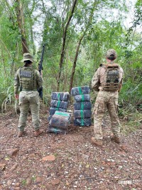 Forças policiais apreendem mais de 345,3 Kg de maconha em porto clandestino em Foz do Iguaçu 