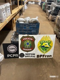 Policia Federal, Policia Civil e Policia Militar apreendem drogas em porto clandestino no rio Paraná