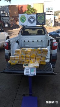 BPFRON, PF e Receita Federal apreendem cocaína em fundo falso de caminhonete na BR–277 em Medianeira