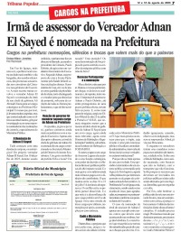 Irmã de assessor do Vereador Adnan El Sayed é nomeada na Prefeitura