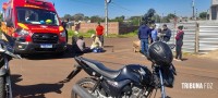 Entregador fica ferido após colisão entre moto e caminhão em Foz do Iguaçu