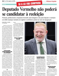 Deputado Vermelho não poderá se candidatar à reeleição