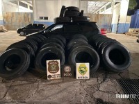 Policia Federal, Policia Civil e Policia Militar apreendem veículo e pneus contrabandeados em Foz do Iguaçu