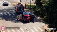 Mulher fica ferida em acidente de trânsito no centro de Medianeira