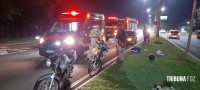 Siate socorre duas vítimas após colisão traseira entre duas motos na Av. das Cataratas