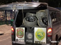 Forças policiais localizam depósito de pneus contrabandeados em Foz do Iguaçu