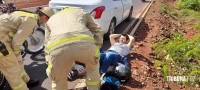 Motociclista fica ferido após colisão traseira na Avenida das Cataratas