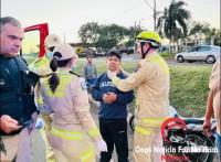 Três pessoas ficam feridas em acidente entre motocicletas na BR-277