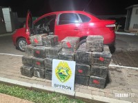 BPFRON prende homem com carro furtado carregado com 448,1 Kg de maconha em Santa Tereza do Oeste