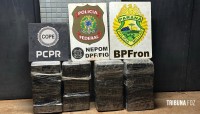 BPFRON, PF e PC apreendem mais de 100,9 Kg de maconha divididos em quatro fardos em Foz do Iguaçu