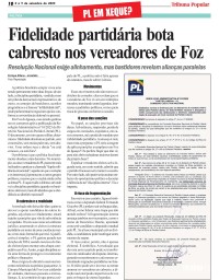Fidelidade partidária bota cabresto nos vereadores de Foz