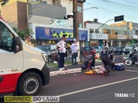 Motociclista fica ferido em acidente no centro da cidade de Santa Helena